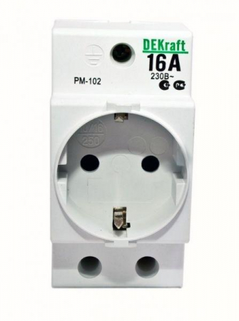Розетка модульная РМ-102 16А 220В 2P+PEN на DIN-рейку DEKraft 18012DEK Розетка модульная РМ-102 16А 220В 2P+PEN на DIN-рейку DEKraft 18012DEK