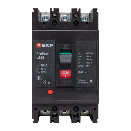 Выключатель автоматический 3п 50А 15кА LS63 ProPact EKF mccb-63-15-3-50-ls Выключатель автоматический 3п 50А 15кА LS63 ProPact EKF mccb-63-15-3-50-ls