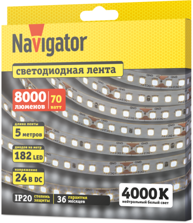 Лента светодиодная 95 303 NLS-2835W182-14-IP20-24V (уп.5м) Navigator 95303
