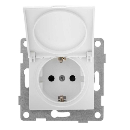 Розетка 1-м СП Bravo 16А 250В с заземл. защ. шторки с крышкой механизм бел. GUSI С10Р91-001 Розетка 1-м СП Bravo 16А 250В с заземл. защ. шторки с крышкой механизм бел. GUSI С10Р91-001