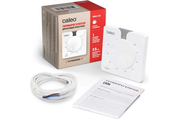 Терморегулятор C430 встраиваемый аналоговый 3.5кВт CALEO 0К-00000770 Терморегулятор C430 встраиваемый аналоговый 3.5кВт CALEO 0К-00000770