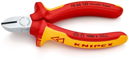 Бокорезы VDE L-125мм твердость кромок 62 HRC хром. Knipex KN-7006125 Бокорезы VDE L-125мм твердость кромок 62 HRC хром. Knipex KN-7006125