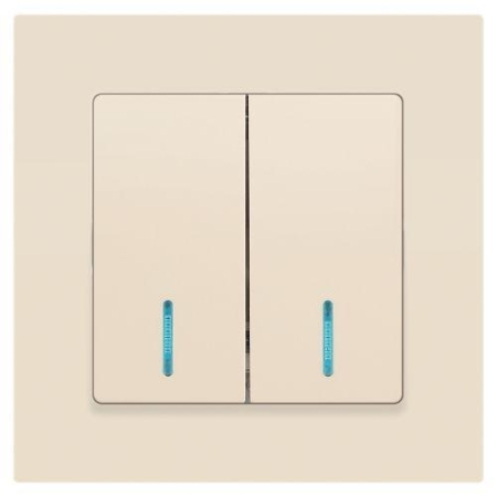 Выключатель 2-кл. СП Accent 6-105-02 10А IP20 250В с подсветкой AL/CU сл. кость Intro Б0063509