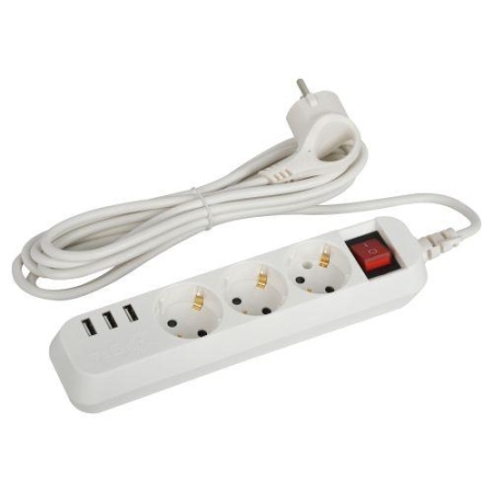 Удлинитель 3х3м с заземл. +3xUSBA 10А с выкл. U-3es-3m-USB Эра Б0052901 Удлинитель 3х3м с заземл. +3xUSBA 10А с выкл. U-3es-3m-USB Эра Б0052901