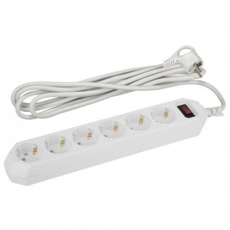 Удлинитель с сетевым фильтром 6х3м с заземл. 10А IP20 USF-6es-3m-W с выкл. с базов. защитой бел. Эра Б0037262 Удлинитель с сетевым фильтром 6х3м с заземл. 10А IP20 USF-6es-3m-W с выкл. с базов. защитой бел. Эра Б0037262