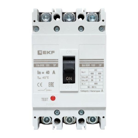 Выключатель автоматический 3п 100/40А 35кА ВА-99М PROxima EKF mccb99-100-40m Выключатель автоматический 3п 100/40А 35кА ВА-99М PROxima EKF mccb99-100-40m