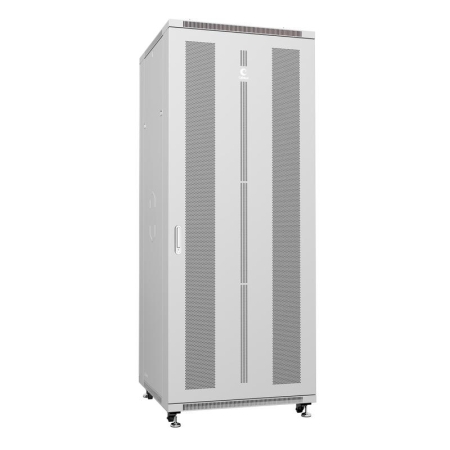 Шкаф монтажный телекоммуникационный напольн. ND-05C-42U80/80 19дюйм 42U 800х800х2055мм для распределит. и серверн. оборудования; передн. и задн. перфорир. двери ручка с замком RAL 7035 сер. Cabeus 7226c
