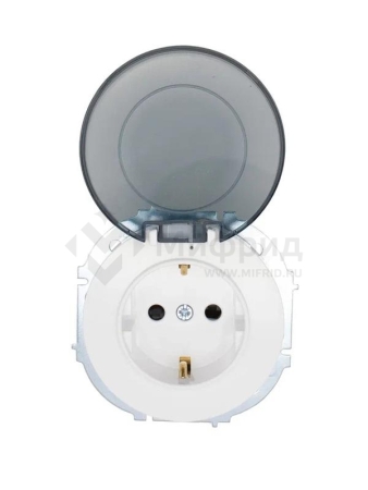 Розетка 1-м СП OSEN с заземл. с крышкой ПБТ бел. LEZARD 743-0288-123B