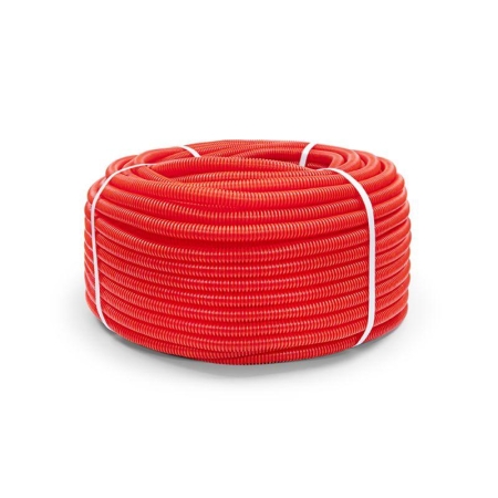 Труба гофрированная ПНД защитная d20/14.1мм для МПТ (пешель) красн. (уп.100м) Промрукав PR02.0088