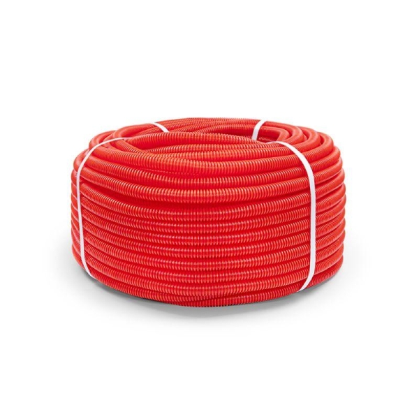 Труба гофрированная ПНД защитная d20/14.1мм для МПТ (пешель) красн. (уп.100м) Промрукав PR02.0088