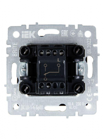 Выключатель проходной 1-кл. СП BRITE ВС10-1-6-БрШ 10А механизм шампань IEK BR-V12-0-10-K37