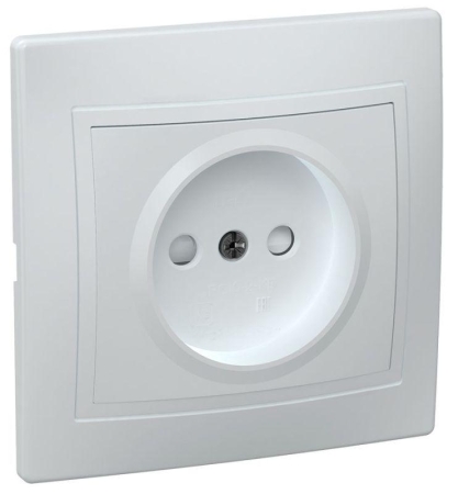 Розетка 1-м СП Кварта РСш10-2-КБ 10А IP20 без заземл. защ. шторки бел. GENERICA ERK10-K01-10-DM