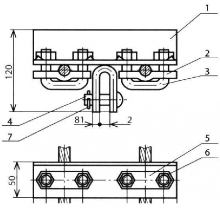 Распорка для двойного поперечно-несущего троса КС-125-2
