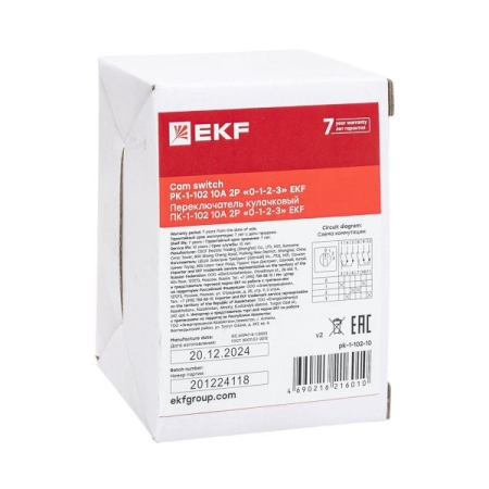Переключатель кулачковый ПК-1-102 2п 10А "0-1-2-3" EKF pk-1-102-10