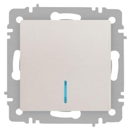 Выключатель 1-кл. СП Accent 6-102-06 10А IP20 250В с подсветкой AL/CU перламутр. Intro Б0063467