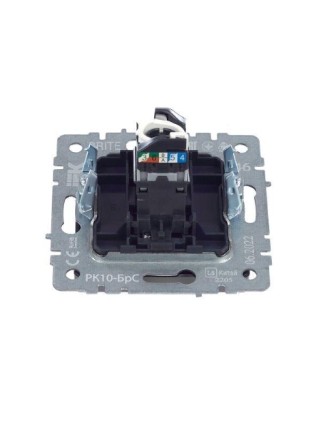 Розетка компьютерная СП RJ45 кат.5E BRITE РК10-БрС механизм сталь IEK BR-K10-1-K46 Розетка компьютерная СП RJ45 кат.5E BRITE РК10-БрС механизм сталь IEK BR-K10-1-K46