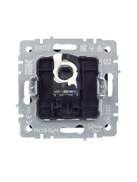 Розетка компьютерная СП RJ45 кат.5E BRITE РК10-БрЧ механизм черн. IEK BR-K10-1-K02 Розетка компьютерная СП RJ45 кат.5E BRITE РК10-БрЧ механизм черн. IEK BR-K10-1-K02