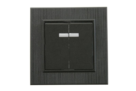 Выключатель 2-клав. с подсветкой Karea LINE STAR чер.Makel 86054023