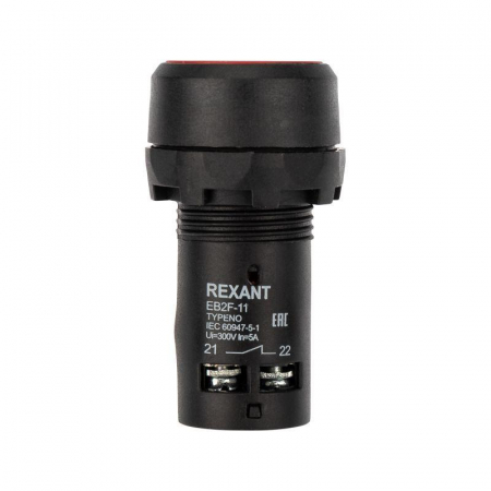 Кнопка EB22 возвратная зел. NO+NC 300В Rexant 36-5531 Кнопка EB22 возвратная зел. NO+NC 300В Rexant 36-5531