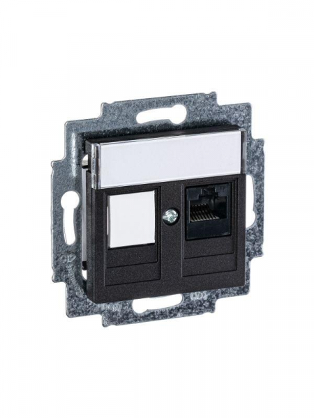 Розетка компьютерная Levit RJ45 кат.5E с заглушкой антрацит ABB 2CHH295117A6063 Розетка компьютерная Levit RJ45 кат.5E с заглушкой антрацит ABB 2CHH295117A6063