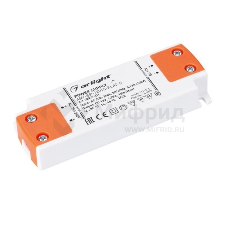 Блок питания ARV-SP-12015-FLAT-B (12В 1.25А 15Вт) IP20 пластик Arlight 029276(1)