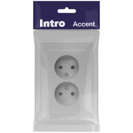 Розетка 2-м СП Accent 6-204-03 16А IP20 250В 2P AL/CU алюм. Intro Б0063453 Розетка 2-м СП Accent 6-204-03 16А IP20 250В 2P AL/CU алюм. Intro Б0063453