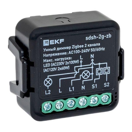 Диммер умный в подрозетник 2-канальный Zigbee Connect Select EKF sdsh-2g-zb