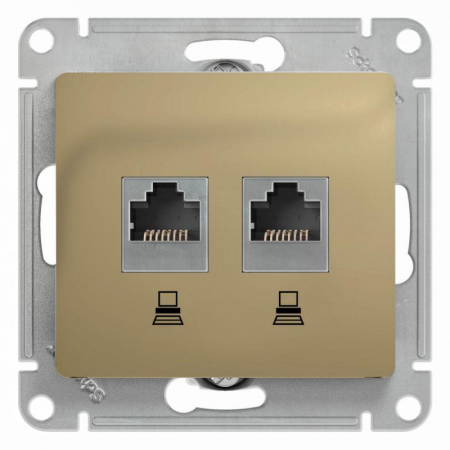 Розетка компьютерная 2-м Glossa RJ45 кат.5E механизм титан SE GSL000485KK Розетка компьютерная 2-м Glossa RJ45 кат.5E механизм титан SE GSL000485KK