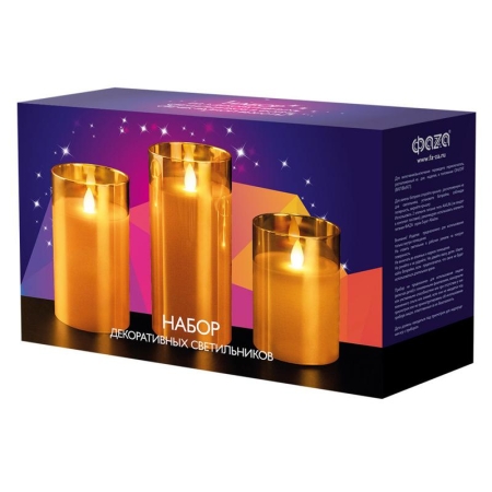 Свеча декоративная CL7-SET3-gd с пультом 3хAAA для каждой свечи (не в компл.) зол. (уп.3шт) ФАZА 5018822