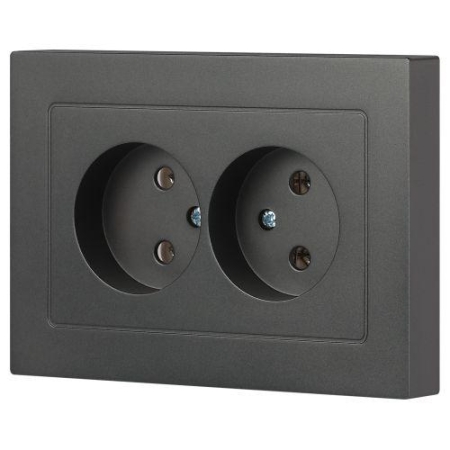Розетка 2-м СП Accent 6-204-07 16А IP20 250В 2P AL/CU графит Intro Б0063435 Розетка 2-м СП Accent 6-204-07 16А IP20 250В 2P AL/CU графит Intro Б0063435