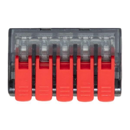 Клемма строительно-монтажная СМК 221-615 5-проводная 0.5-4.0(6)кв.мм с рычагом (уп.25шт) PROxima EKF plc-smk-221-615