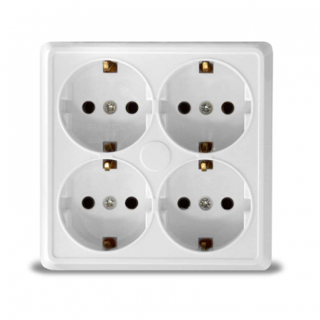 Розетка 4-м ОП Олимп с заземл. квадрат бел. UNIVersal 1165 Розетка 4-м ОП Олимп с заземл. квадрат бел. UNIVersal 1165
