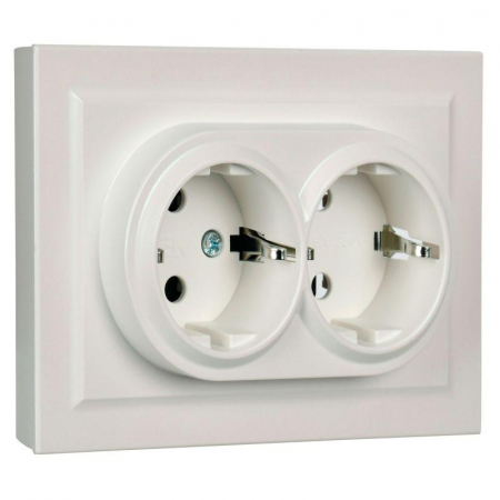 Розетка 2-м СП BRITE РС12-3-БрЖ 16А в сборе с заземл. без защ. шторок жемчуж. IEK BR-R21-16-K36-F