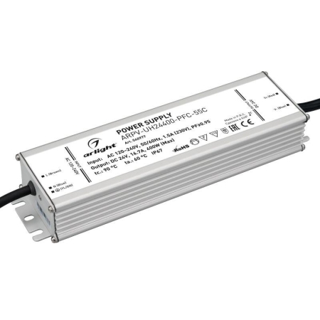 Блок питания ARPV-UH24400-PFC-55C (24В 16.7А 400Вт) (IP67 металл) Arlight 040977 Блок питания ARPV-UH24400-PFC-55C (24В 16.7А 400Вт) (IP67 металл) Arlight 040977