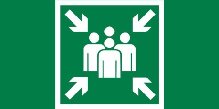 Знак "Место сбора" 180х90мм для аварийно-эвакуационного светильника Compact VARTON V5-EM04-60.004.020