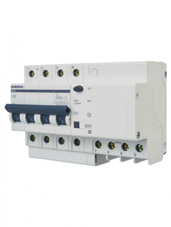 Выключатель автоматический дифференциального тока 4п 63А 300мА АД14 GENERICA MAD15-4-063-C-300