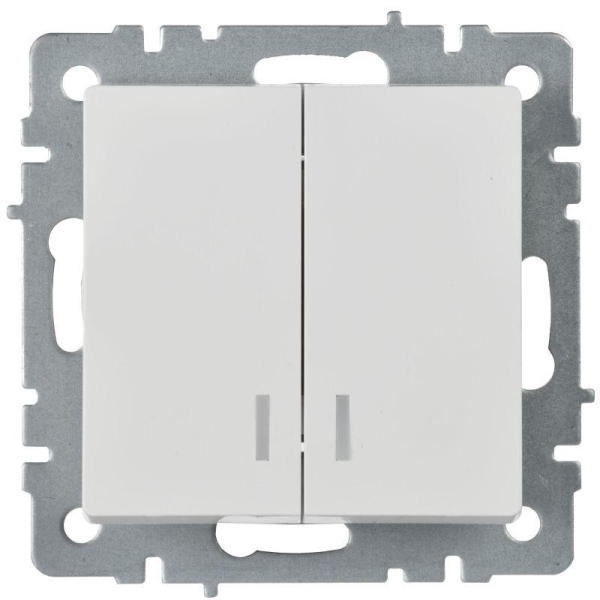 Выключатель 2-кл. СП BRITE ВС10-2-1-БрБ 10А с индик. механизм бел. IEK BR-V20-1-10-K01