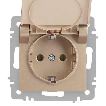 Розетка 1-м СП Accent 6-203-04 16А IP20 250В 2P+E Schuko с крышкой шампань Intro Б0063738 Розетка 1-м СП Accent 6-203-04 16А IP20 250В 2P+E Schuko с крышкой шампань Intro Б0063738