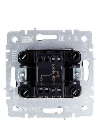 Выключатель проходной 1-кл. СП BRITE ВС10-1-7-БрС 10А с индик. механизм сталь IEK BR-V12-1-10-K46