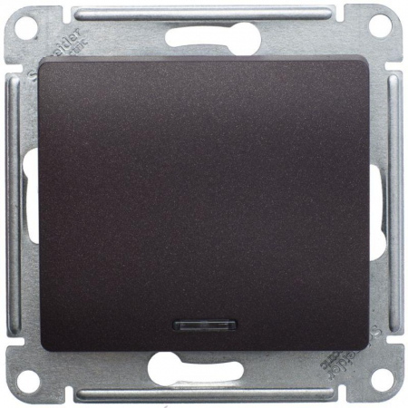 Переключатель проходной 1-кл. СП Glossa 10А IP20 (сх. 6а) 10AX механизм с подсветкой шоколад. SE GSL000863
