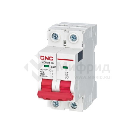 Выключатель автоматический модульный CNC Electric YCB6H-63 10А 2P 4,5кА C 
