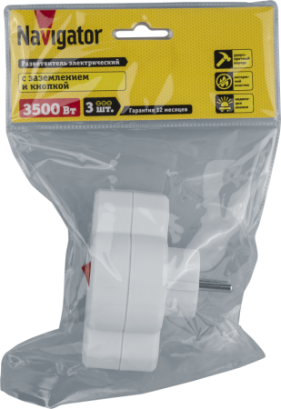 Разветвитель 3-м (1-м - с заземл. 2-м - без заземл.) 10А IP20 94 698 NAD-3-R2F-WH в ряд Navigator 94698