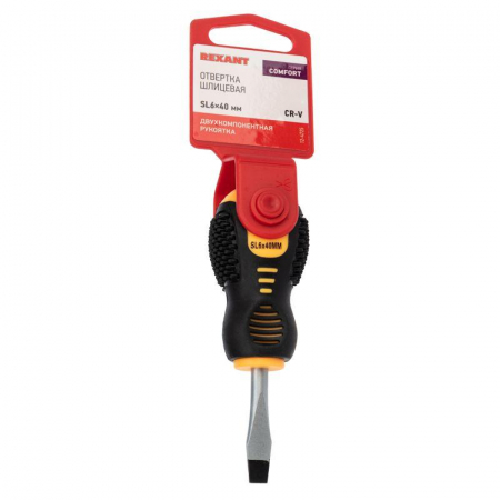 Отвертка шлицевая SL 6х40мм двухкомпонентн. рукоятка Rexant 12-4725