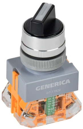 Переключатель D7-11X22 2 полож. 1НО+1НЗ возв. черн. GENERICA BSW50-11X22-3-22-2-K02-G Переключатель D7-11X22 2 полож. 1НО+1НЗ возв. черн. GENERICA BSW50-11X22-3-22-2-K02-G