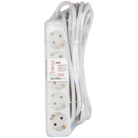 Удлинитель 5х5м с заземл. ПВС 3х1.5 16А U-5e-5m-3x1.5 Эра Б0044039 Удлинитель 5х5м с заземл. ПВС 3х1.5 16А U-5e-5m-3x1.5 Эра Б0044039