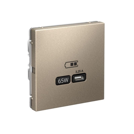 Розетка USB ArtGallery тип C 65Вт QC PD высокоскор. ЗУ механизм шампань SE GAL000527