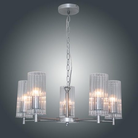 Светильник "Ника" 251 (плафон 0014) НСБ 01-5х60-139 Е27 [ИМ] подвесной серебр. Элетех 1005405302