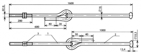 Штанга сочлененная пестик-нарезка (L=1600)  КС-181