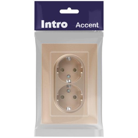 Розетка 2-м СП Accent 6-205-04 16А IP20 250В 2P+E Schuko AL/CU шампань Intro Б0063492 Розетка 2-м СП Accent 6-205-04 16А IP20 250В 2P+E Schuko AL/CU шампань Intro Б0063492