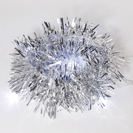 Гирлянда светодиодная "Мишура" 1.5м 10LED серебр. бел. 0.1Вт IP20 провод прозр. ПВХ элементы питания 2хAA (не в компл.) Neon-Night 304-011